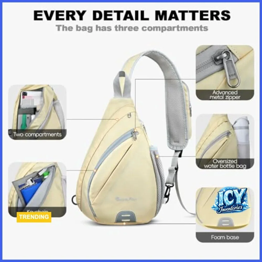 Anti-Theft Sling Bag RFID Blocking Waterproof Nylon Lightweight Crossbody
